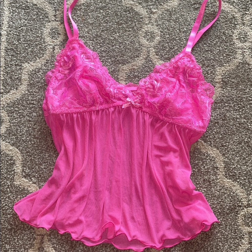 Pink lingerie baby doll flowy top